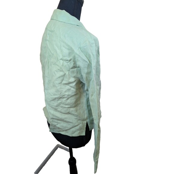 Adolfo Studio Top Button Front 100% Linen 90's Relaxed Fit Coastal Size 4 - Picture 3 of 11